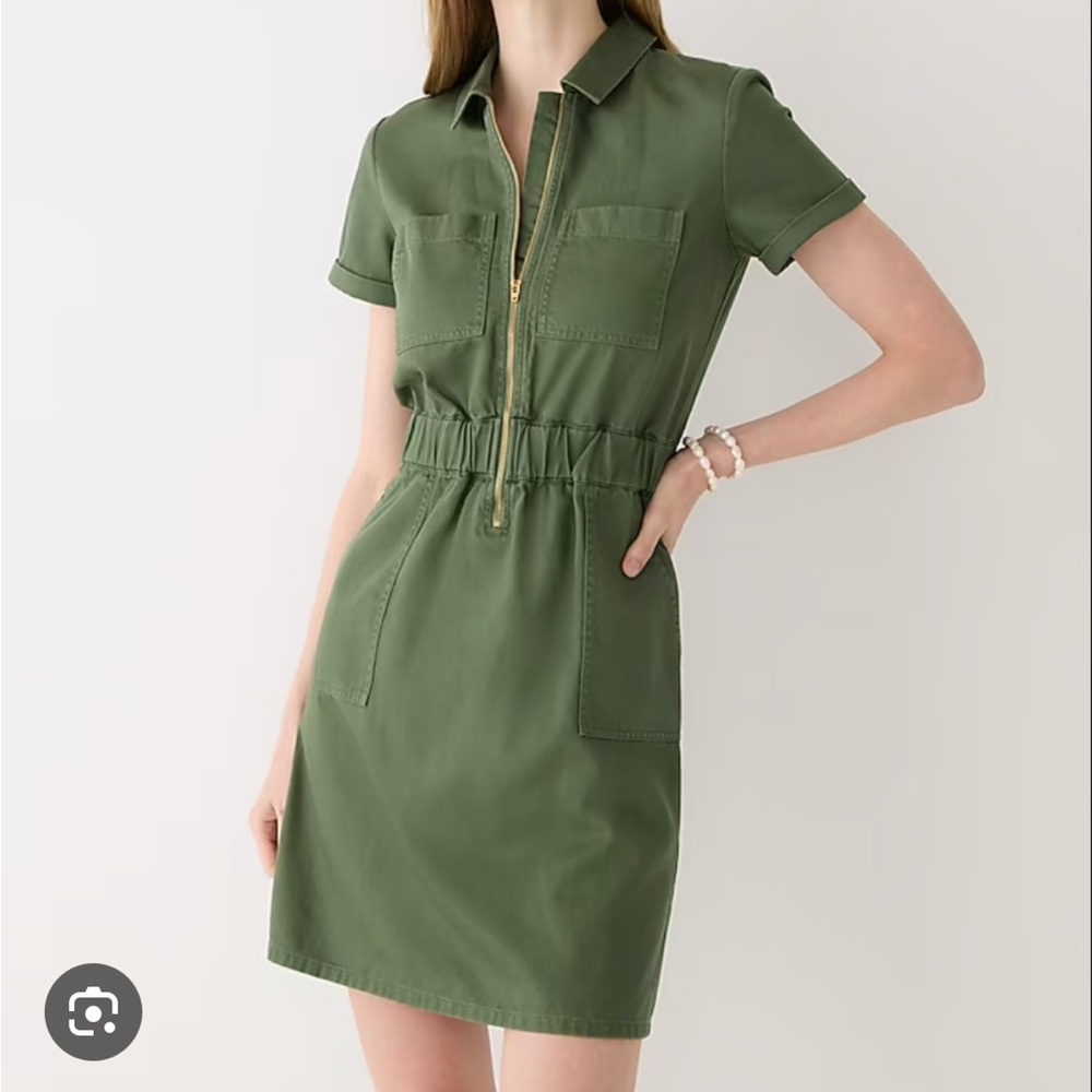 Green J. Crew Zip Front Dress